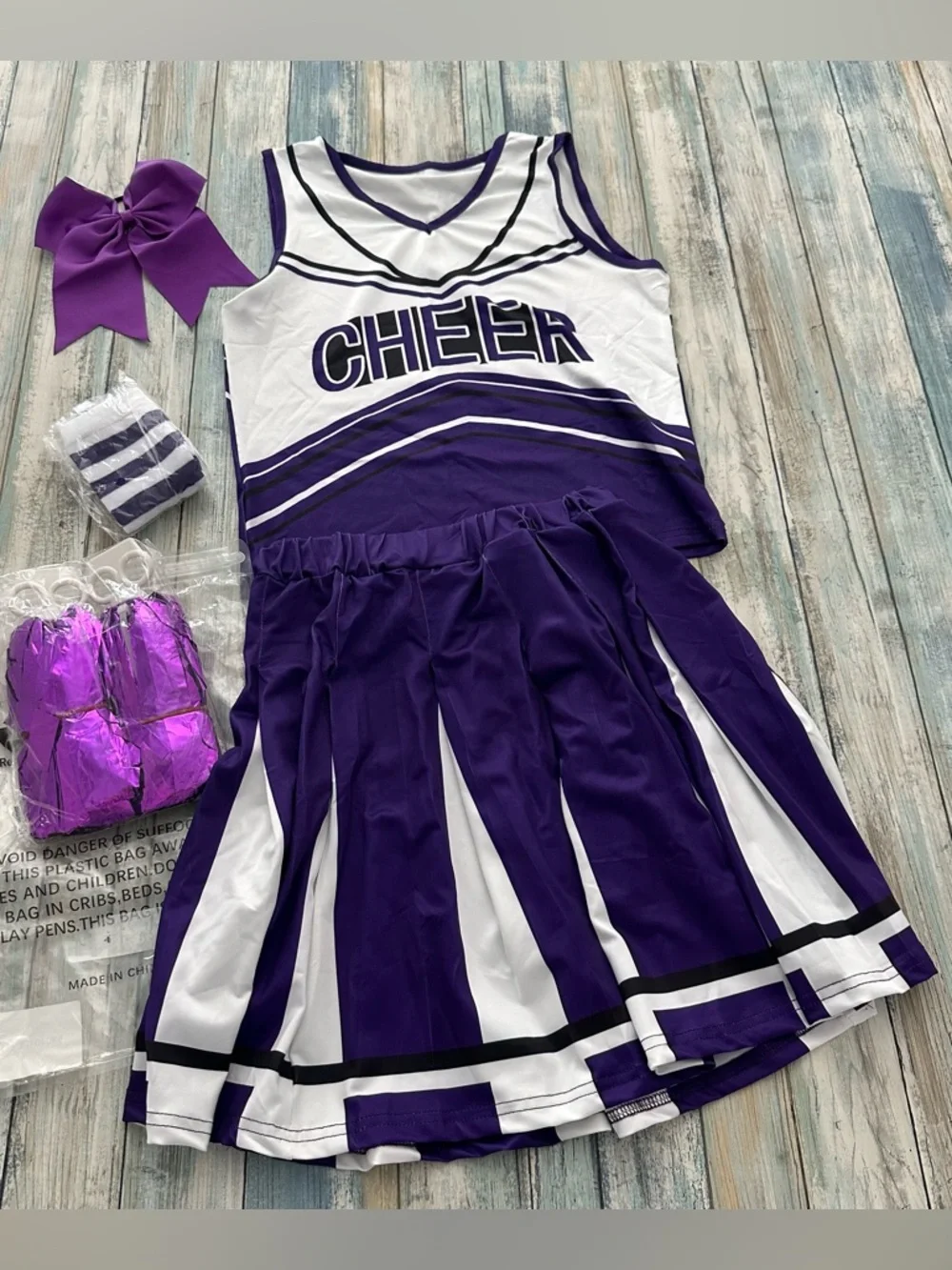 Adarl Cheerleader Costume Girls 11-12Y Halloween Cheerleading Outfit 5Pcs NEW